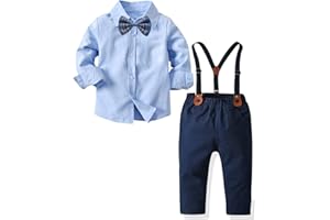Volunboy Bebe Garçon Costume Gentleman, Noeud Papillon Chemise Carreaux + Pantalon 4 Pièces