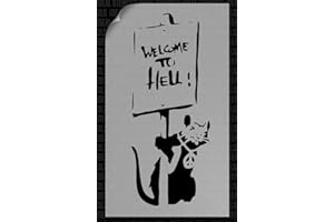 IDEAL STENCILS Banksy Welcome to Hell - Stencil per ratti, formato A3, formato dipinto, 15 x 37 cm, decorazione per la casa