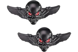 KLEHOPE Moto Autocollant D'insigne D'emblème, 2 Pièces, Autocollant Tête de Mort, 3D, Noir, Auto-Adhésif, Universel, Voiture, Moto