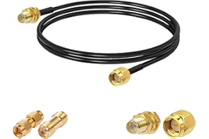 Vecys Kabel SMA SMA Męski na SMA żeński Grodziowy RG174 3ft /1M Kabel Koncentryczny RF + 2PCS Zestawy Adapterów SMA do Wzmacniacza Sygnału Antenowego Routera Adapter Bezprzewodowy