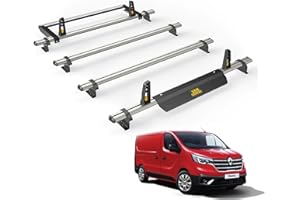 VAN DEMON Van Guard Roof Rack for Renault Trafic (2014+) 4 Roof Bars + Rear Ladder Roller [Only Suitable for Standard Roof Models with Twin Rear Doors] - Ulti Bar - VG315-4/VGR-01