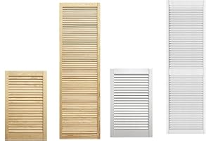 Agritrade AK Wooden Louvered Door - Front Cabinet Door - Natural Clear or White - Pine Wood - Cupboard Wardrobe Slatted Doors -D.I.Y