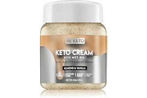 BE KETO BeKeto Keto Crema de almendras y vainilla con aceite MCT para untar a base de plantas para alimentos veganos Keto sin gluten, 250 g