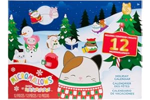Squishmallows Micromallows 12-dniowy kalendarz adwentowy na rok 2025, w tym Cam The Cat Christmas Edition, Tom The Festive Christmas Tree, Nick jako Mikołaj, Manny bałwan i wiele innych
