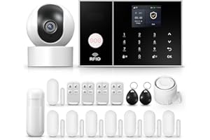 LWOHSI Sistema de Seguridad para el hogar, Sistema de Alarma inalámbrico de cámara de vigilancia de 1080p con Sirena de Alarma de 120dB Compatible con Alexa Google