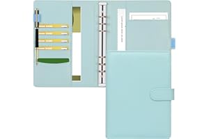 Leather A5 Ring Binder, Skycase 6 Ring Binder Planner Notebook Cover for A5 Filler Paper for School Office Meetings (Inner Paper Not Included) Blue