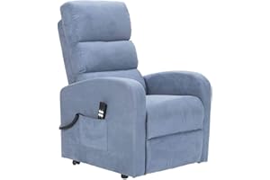 POLTRONE ITALIA Jessica 2 motori Poltrona relax Alzapersona Detraibile 19% Kit 4 ruote seduta micromolle schienale fiocco poltrona elettrica poltrona per anziani Azzurro