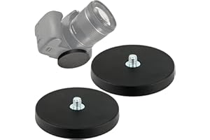 MAGNET-KAUF Magnes neodymowy gumowany – magnetyczny uchwyt z gwintem 1/4 cala – uchwyt na aparat fotograficzny do kamery sportowej DSLR GoPro lub lampy studyjne (66 mm – 22 kg, 2 sztuki)