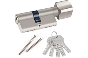 Hengsong Zylinderschloss 30 30,Profil-Knaufzylinder Schließzylinder mit Knauf,Profilzylinder 30/30 Metall-inkl. 5 Schlüssel L6cmx B1.5xmxH3cm für hengsong alle für Arten von Türen aus Zinklegierung