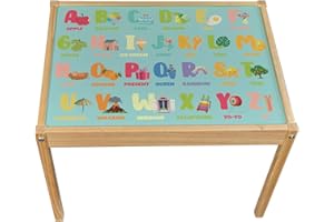 MAKETHISMINE Kids Educational Table Top Sticker ONLY Compatible with IKEA Latt Tables (Object Alphabet)