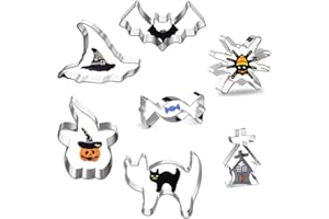 SIMEIXI Halloween Ausstechformen Set, 7 ​Stück Edelstahl Keksausstecher, DIY Keks Backwerkzeuge, Kinder Fudge Brot Keksmesser