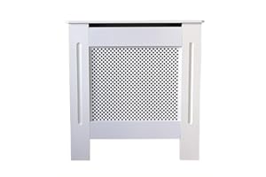 Jack Stonehouse Radiator Cover Traditional Diamond Slat MDF Wood Cabinet, White Mini
