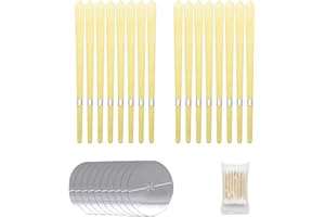 BORISCA 20 Pezzi Candele Orecchie Cerume, Beige 20 Pz Coni Orecchie Cerume con 10 Dischi Protettivi e 20 Tampone di Cotone, Candele per Orecchie Detergenti Naturali in Cera di Stoffa