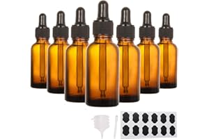 YBCPACK 24 Stück Pipettenflasche 50ml mit Glaspipette, Tropfflasche mit 24 Etiketten, 1 Stift und 4 Trichter, Braunglasflasche für chemikalien, ätherische öle - Dropper Bottle