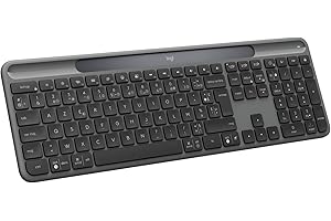 Logitech Signature Slim Solar+, Clavier sans Fil alimenté par la lumière Solaire et Artificielle, Batterie Durable Jusqu’à 10 Ans,Touches Personnalisables,Bluetooth,Clavier Français AZERTY - Graphite