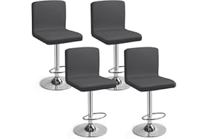Eozakavod Barhocker-Schonbezüge, 4er Set Stylische Stuhlhussen Stretch-Stuhlbezug Einfache Reinigung Barhockerbezüge Universal Esszimmerstuhlbezüge für Bar & Esszimmer (Dunkelgrau, 4er Set)