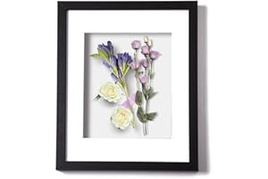 Muzilife 8x10 Shadow Box Rahmen Holz 3D Bilderrahmen mit Glasabdeckung, Vitrine mit Matte zum Aufhängen oder freistehenden Bildervitrine, Schwarz