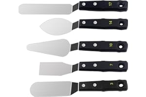 AOKBEAN 5pcs Oil Paint Palette Spatula Art Craft Plastic Pallet Large Trowel Tool Set Acrylic Pouring,Small Canvas,Mini Spray Painting,Watercolour Professional kit Artist Kid Adult Supply Black Wooden Handle