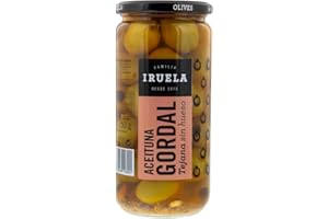 Iruela - Gordal Oliven "Tejana" würzig mariniert ohne Stein - 720g - spanische Oliven im Glas entsteint
