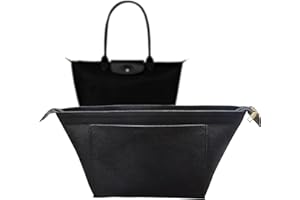 UMLIPOT Organizzatore Borsa per Longchamp L, Organizer Multi-Tasca In Feltro, Inserto Organizer In Feltro per Longchamp Le Pliage, Inserto Pieghevole per Organizer A Portafoglio per Longchamp (Nero, Large)