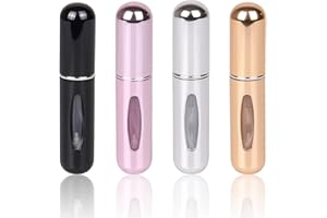 VEGCOO 4PCS Atomizador Perfume Recargable, Spray Portátil, Mini Botella con Ventana, Vacío, Viaje 5ml (C)