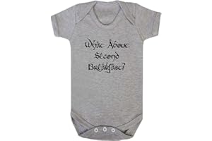 Miammo What about second breakfast greedy hobbit quote baby grow vest