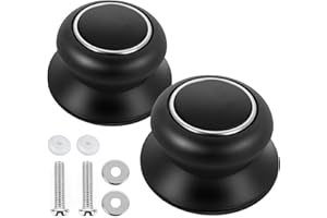 Prasacco 2 Stück Topfdeckelgriff, Universal Topfdeckelknöpfe Hitzebeständige Topfdeckel Haltegriffe Deckel Ersatzknöpfe Griffe mit Schrauben für Langsamkocher, Pfannen, Bratpfannen (Schwarz)