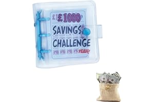 TAIAYERU £1000 Mini Money Saving Wallet 1000 Savings Challenge Binder UK with 25 Cash Envelopes Funny 100 Day Saving Challenge Saving Envelopes Money Wallets for Saving-Blue