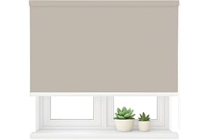 DH DREAMER HOME DH DREAMHER Home Estor Enrollable Translúcido Liso – Poliéster 100%, Resistente a Humedad y UV, Fácil Instalación 90X200cm - Arena