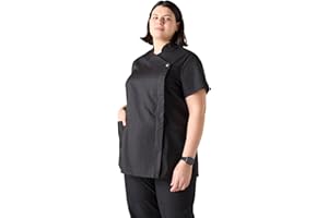 Simon Jersey Press Stud Women's Healthcare/Beauty Tunic with Hidden Zip in Sizes 6-26. Easy Care Nurse/Carers Uniform Tunic with Pockets, Scrub Tops for Women UK, Quality Medical Uniforms & Scrubs