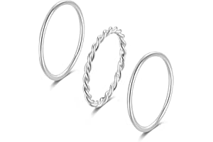 SILBERTALE Pierścienie na kostki dla kobiet srebro wysokiej próby cienki skręt sznurek do układania pierścień 3 szt. zestaw różowe środkowy palec kciuki pierścionki wygodne dopasowanie rozmiar wybierz e srebro wysokiej próby, L 1/2, colore: Srebrny, cod. 3RST136-179-13