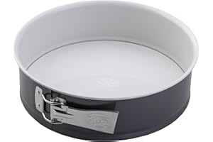 Dr. Oetker Springform Ø 26 cm EXCLUSIVE, Backform mit schnitt- & kratzfestem Flachboden mit Emaille-Versiegelung, runde Kuchenform mit Ring aus Stahlblech (Farbe: Grau-Braun/Crème) Menge: 1 Stück