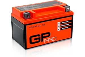 GP-PRO GTX7A-BS - Batería de arranque para scooter y motos, 12V, 7Ah, parecido a YTX7A-BS / 50615, sin necesidad de mantenimiento