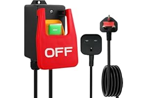 PRITOK 220V Single Phase On/Off Switch: 16A Emergency Stop Push Button Switch, Electromagnetic Pressure Switches, Industrial On Off Push Button Switch with Large Stop Sign Paddle Switch