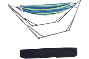 CUSROS Hamac avec support, support de hamac pliable réglable en hauteur avec sac de transport portable pour terrasse, jardin ou intérieur, charge maximale 200 kg, argent