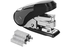 Eagle Mini Agrafeuse Bureau pour Agrafer les Papiers jusqu’à 20 Feuilles, avec 1000 Agrafes assorties, Gagner d'effort à 50%, Ôte-agrafes et Rangement de Stockage Intégrés (Noir)