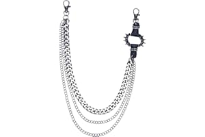 ZHITENG Chaine Pantalon, 3 Couches Chaîne de Pantalon, Maillons Doubles Rivets Punk Trouser Chain, Style Gothique Heavy Metal Ceinture de Jeans Punk Hip Hop pour Hommes et Femmes