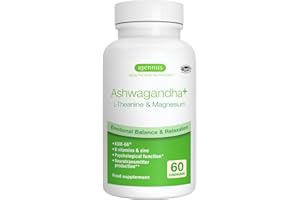 ‎IGENNUS HEALTHCARE NUTRITION Igennus hochdosierter Ashwagandha Anti-Stress Komplex, L-Theanin & Magnesium & KSM-66 Wurzelextrakt Adaptogene, methylierte B-Vitamine, für Entspannung & Schlaf, Clean Label, 60 vegane Kapseln