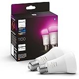 Philips Hue White and Color Ambiance Lampadina Smart Led, Bluetooth, Dimmerabili, E27, 9 W, 2 Pezzi