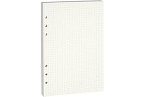 Lidwot Lot de 80 feuilles de recharge A5 à lignes pointillées, 100 g/m² épaisses beiges sans bavures, pré-perforées – Convient aux classeurs A5 à 6 anneaux pour bureau, école et enseignants