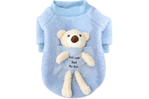 Petlicious & More (Size - X-Large, 14 Inches, 35 Cm, Blue) Dog Clothes Autumn and Winter Clothes New Teddy Small Dog Pet Clothes Winte Back Teddy Bear Sweater