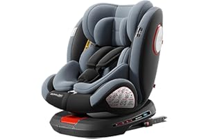 Veitoalioy Seggiolino auto per Bambini con Rotazione 360°, Regolabile Rivolto in e posteriore seggiolino, Cuscino testa regolabile, Altezza e inclinazione regolabili (Grey without Pedal stand)