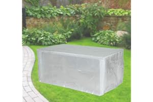 Fachhandel Plus Komfort Schutzhülle für rechteckige Gartentische 180x100x75 cm transparent Möbelschutzhülle für Terrassentisch