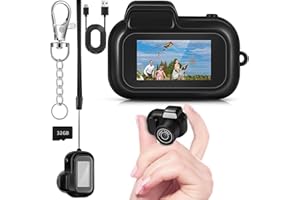 OMANA Mini Keychain Camera with 0.96" HD Display Pocket Size Portable Digital Camera with 32GB Card 2MP 1080P Small Video Recorder Long Battery for Travel Party Fun Vlog Gift Recording Vlogging
