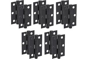 HUNTA HANDLEZONE® Door Hinges 5 Pairs 76mm / 3 inch Ball Bearing, with Screws - Black Matt