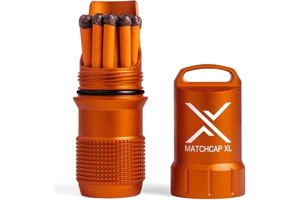 EXOTAC - MATCHCAP XL Waterproof Camping Match Kit Holder with Integrated Striker in Trapped Blister