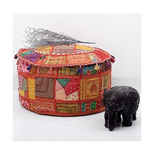 Jaipur Handloom Traditional Decorative Ottoman Foot Stool Cushion Cover, 58 X 33 Cm