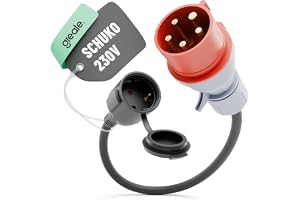 greate CEE adapter 16A till Schuko-koppling | adapter starkström till normalström 230V 16A med 50 cm kabellängd & IP44 SKYDD