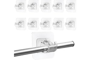 VIOJRLLY 10 pezzi senza trapano asta della tenda, chiaro supporto autoadesivo dell'asta della tenda, ganci autoadesivi dell'asta della tenda del bagno della cucina