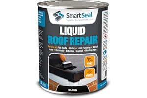 SmartSeal Liquid Roof Repair Black – 5 Litre – Liquid Roof Coating & Leak Repair Sealer for Flat Roofs, Shed Roofs, Gutters, Flashings, Metal, Concrete, Roofing Felt – Waterproof, Seamless Membrane